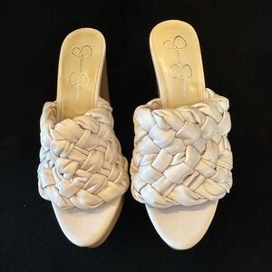 Jessica Simpson Cream Braided Mules